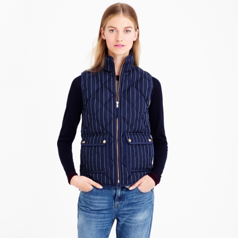 J.Crew Excursion Puffer Vest in Pinstripe